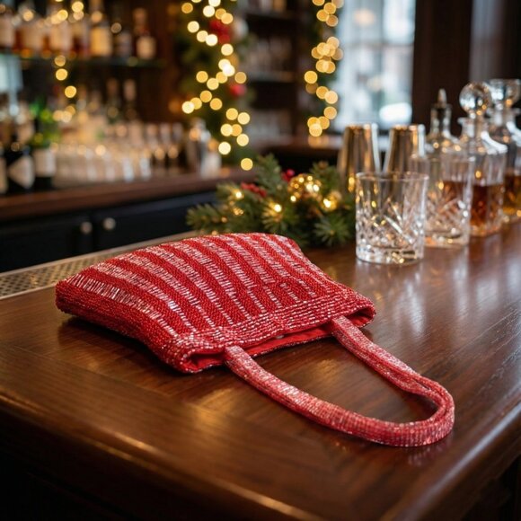 Vintage BCBG MaxAzria Beaded Red Mini Bag - Picture 1 of 12